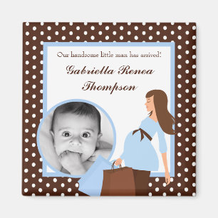 {TBA} 2 "x2" Blue Mod Mom Polk Aankondigingsmagnee Magneet