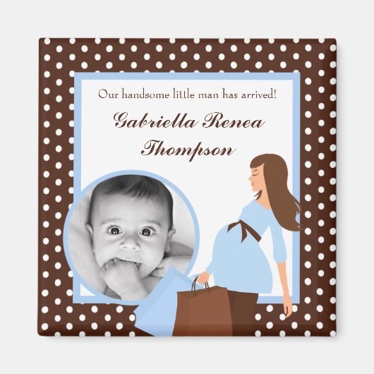 {TBA} 2 "x2" Blue Mod Mom Polk Aankondigingsmagnee Magneet (Voorkant)