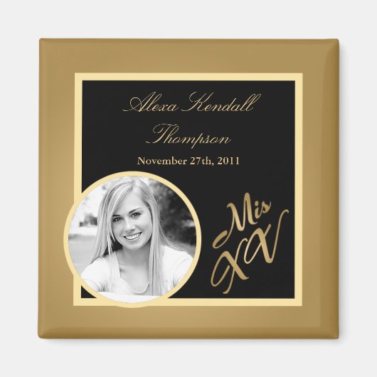 {TBA} 2"x2" Mis XV Gold aankondigingsmagneet Magneet (Voorkant)