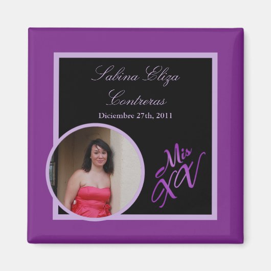 {TBA} 2 "x2" Mis XV Paarse aankondigingsmagneet Magneet (Voorkant)