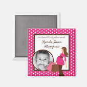 {TBA} 2 "x2" Pink Mod Mom Polk Aankondigingsmagnee Magneet (Voorkant / Achterkant)