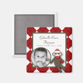 {TBA} 2 "x2" Red Sock Monkey Aankondigingsmagneet Magneet (Voorkant / Achterkant)