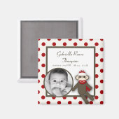 {TBA} 2 "x2" Red Sock Monkey Aankondigingsmagneet Magneet (Voorkant / Achterkant)