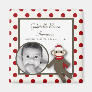 {TBA} 2 "x2" Red Sock Monkey Aankondigingsmagneet Magneet