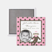 {TBA} 2 "x2" Roze Sock Monkey Aankondigingsmagneet Magneet (Voorkant / Achterkant)