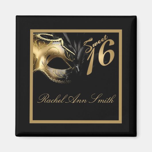 {TBA} 2 "x2" Sweet 16 Gold Favoriet Magneet (Voorkant)