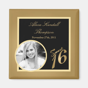 {TBA} 2 "x2" Sweet 16 gouden aankondigingsmagneet Magneet