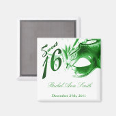 {TBA} 2 "x2" Sweet 16 Green Party Favoriet Magneet (Voorkant / Achterkant)