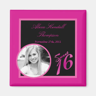 {TBA} 2 "x2" Sweet 16 Hot Pink Aankondigingsmagnee Magneet