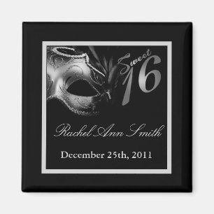 {TBA} 2 "x2" Sweet 16 Silver Favor Magnet