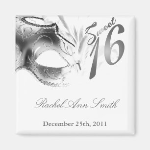 {TBA} 2 "x2" Sweet 16 Silver Party Favor Magnet