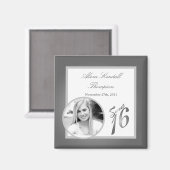 {TBA} 2 "x2" Sweet 16 zilveren aankondigingsmagnee Magneet (Voorkant / Achterkant)