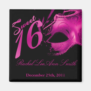{TBA} 2"x2"weet 16 Hete Roze Partij Favor Magnet