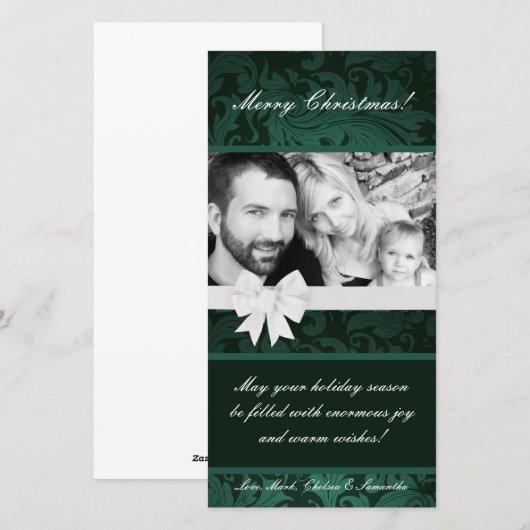 {TBA} 4x8 Blauwgroen Bloemenboog FOTO Kerst Kaart (Voorkant / Achterkant)