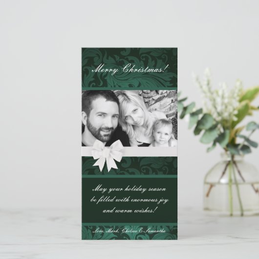 {TBA} 4x8 Blauwgroen Bloemenboog FOTO Kerst Kaart (Staand voorkant)