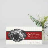 {TBA} 4x8 Rood Gestreept Lijst FOTO Kerst Kaart (Staand voorkant)