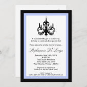 {TBA} 5x7 Chandelier Blue Baby shower Invitation Kaart (Voorkant / Achterkant)