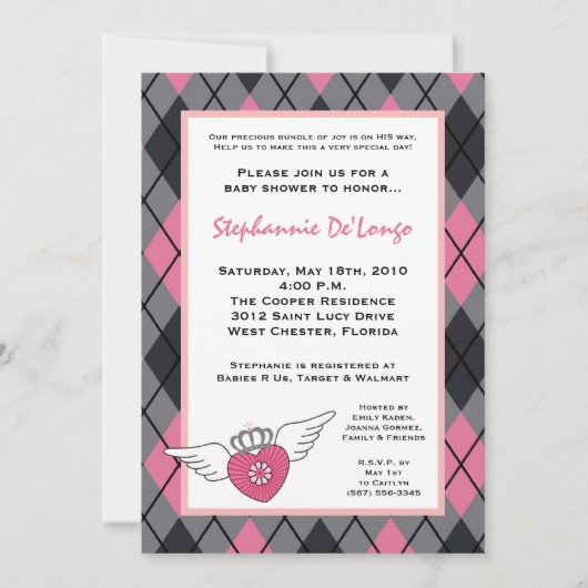 {TBA}5x7 Girl Punk Rock EMO Baby shower Invitation Kaart (Voorkant)