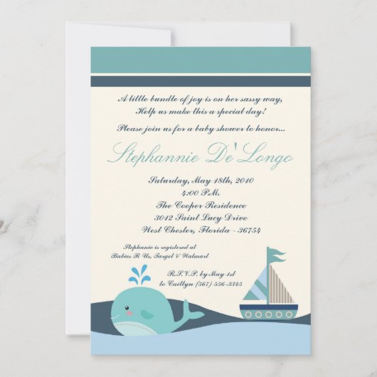 {TBA} 5x7 Nautical Boat Baby shower Uitnodiging (Voorkant)
