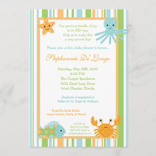 {TBA} 5x7 Ocean Zee Life Baby shower Uitnodiging