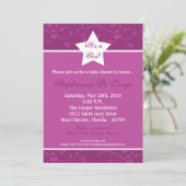 {TBA}5x7 Paarse STAR Vloeiend Baby shower Uitnodig Kaart (Staand voorkant)