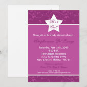 {TBA}5x7 Paarse STAR Vloeiend Baby shower Uitnodig Kaart (Voorkant / Achterkant)
