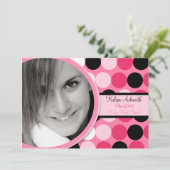 {TBA} 5x7 roze Polka Photo Afstuderen Invitation Kaart (Staand voorkant)
