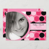 {TBA} 5x7 roze Polka Photo Afstuderen Invitation Kaart (Voorkant / Achterkant)