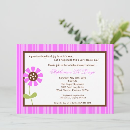 {TBA} 5x7 Spring Flower Baby shower Invitation Kaart (Staand voorkant)