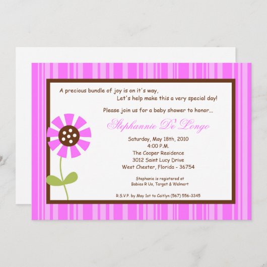 {TBA} 5x7 Spring Flower Baby shower Invitation Kaart (Voorkant / Achterkant)