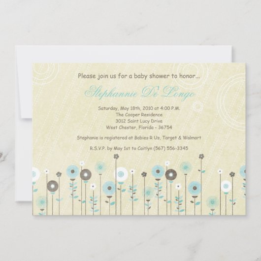 {TBA} 5x7 Spring Flower Baby shower Invitation Kaart (Voorkant)