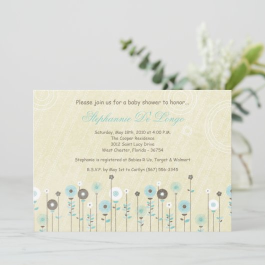 {TBA} 5x7 Spring Flower Baby shower Invitation Kaart (Staand voorkant)