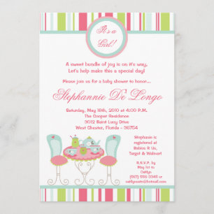 {TBA} 5x7 Trendy Tea Party Baby shower Uitnodiging