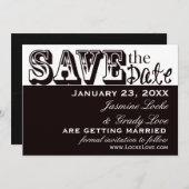 TBA 8-14 Black and White Wedding Save the Date Kaart (Voorkant / Achterkant)