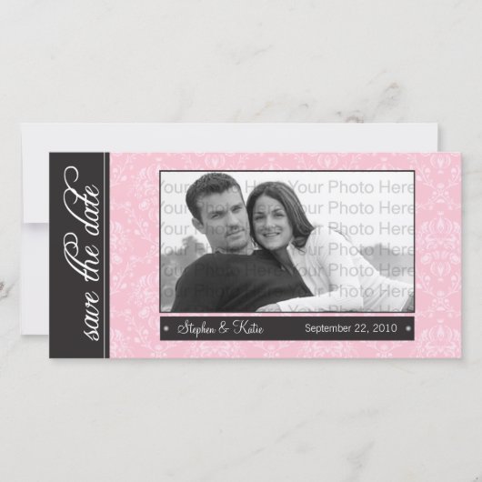 {TBA} 8x4" Barok Roze Save the Date Aankondiging (Voorkant)