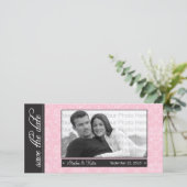{TBA} 8x4" Barok Roze Save the Date Aankondiging (Staand voorkant)