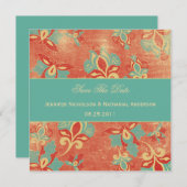 TBA -  Aqua en Tangerine sparen de Datum Save The Date (Voorkant / Achterkant)