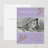 {TBA} Baby Geboorteaankondiging Paarse tak Aankondigingskaart (Voorkant / Achterkant)