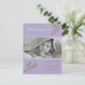 {TBA} Baby Geboorteaankondiging Paarse tak Aankondigingskaart (Staand voorkant)