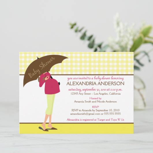 {TBA} Baby shower van de mammie van de Umbrella no Kaart (Staand voorkant)