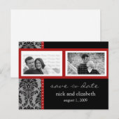 {TBA} Barok Zwart Rood Twee-Foto Sla de Datum op Aankondigingskaart (Voorkant / Achterkant)