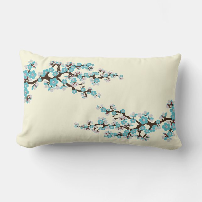 {TBA} Cherry Blossom Sakura Sierkussen (aqua) Kussen (Voorkant)