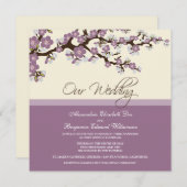 {TBA} Cherry Blossom Wedding Invitation (lila) Kaart (Voorkant / Achterkant)