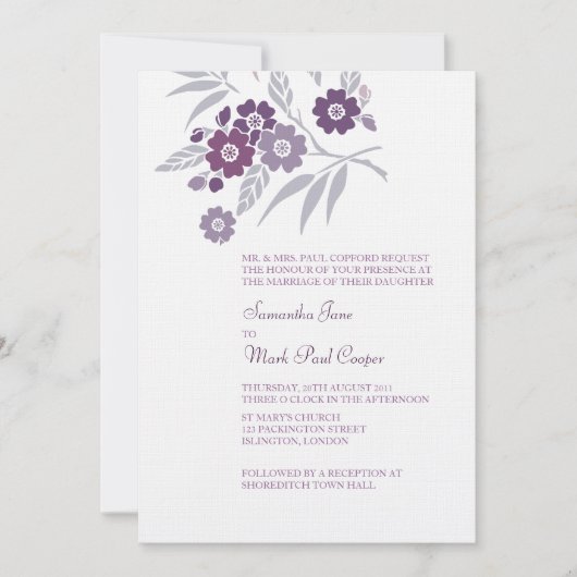 TBA: Cherry Blossom Wedding Invitations Kaart (Voorkant)