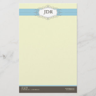 {TBA} Chic Deco Baby Blauw Gepersonaliseerd briefp Briefpapier