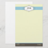 {TBA} Chic Deco Baby Blauw Gepersonaliseerd briefp Briefpapier (Voorkant / Achterkant)