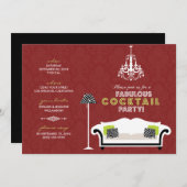 {TBA} Chic Zebra Cocktail (rode) Uitnodiging van d (Voorkant / Achterkant)