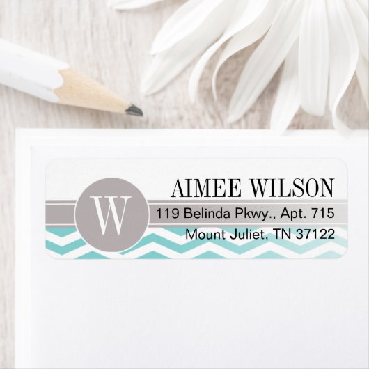 ::TBA:: Chique Chevron Monogram | BLAUWGROEN Etiket (Insitu)