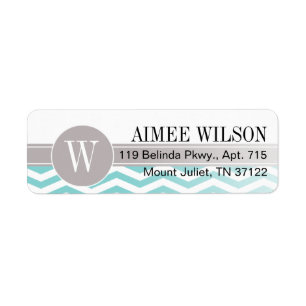 ::TBA:: Chique Chevron Monogram   BLAUWGROEN Etiket