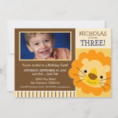 {TBA} Darling Lion Boys Birthday Invite (geel) Kaart (Voorkant)